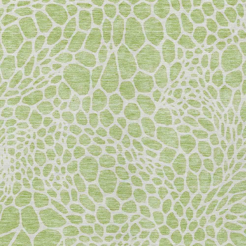 8' X 10' Artichoke Green And Ivory Geometric Washable Indoor Outdoor Area Rug
