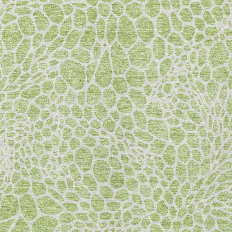 8' X 10' Artichoke Green And Ivory Geometric Washable Indoor Outdoor Area Rug
