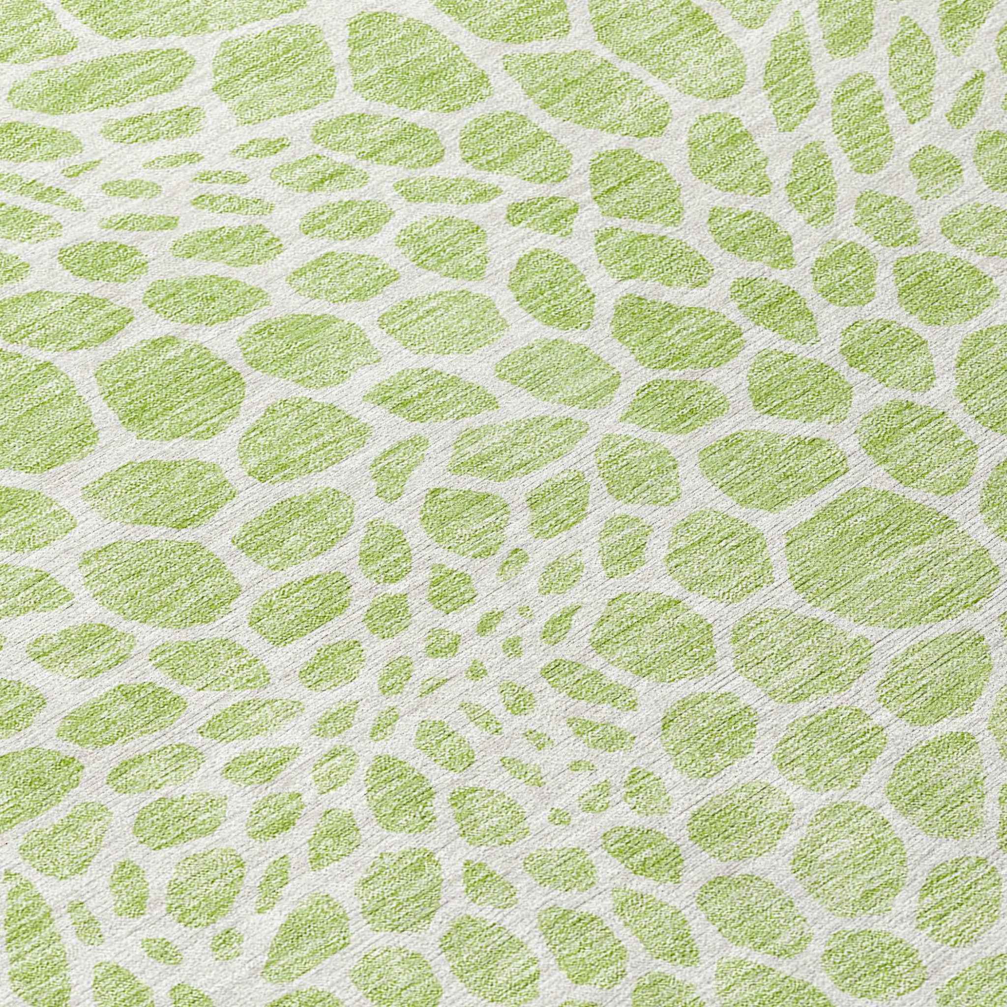 8' X 10' Artichoke Green And Ivory Geometric Washable Indoor Outdoor Area Rug