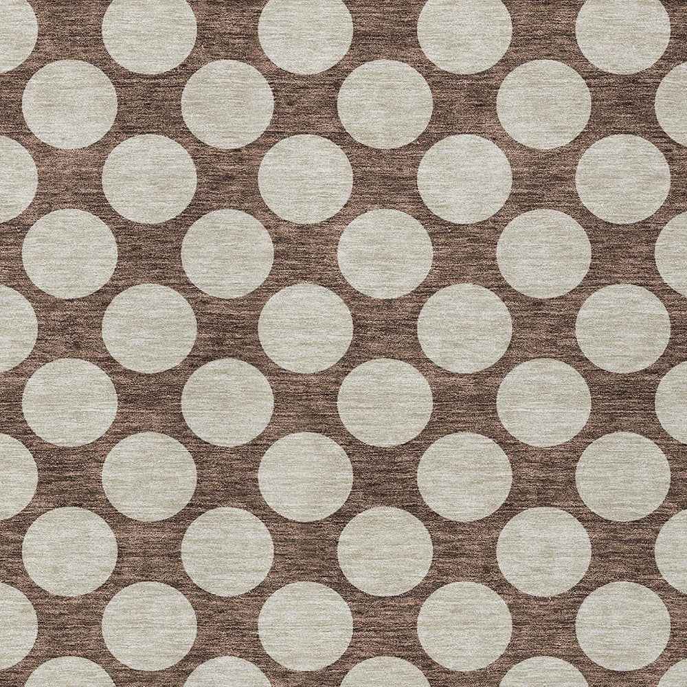 8' X 10' Brown And Beige Polka Dot Washable Indoor Outdoor Area Rug