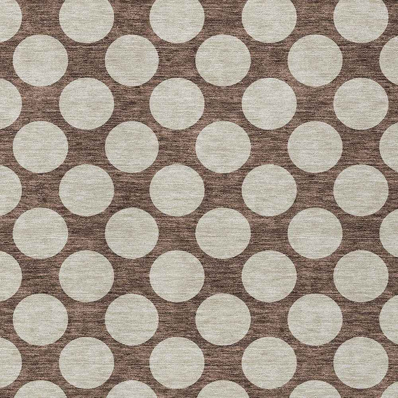 8' X 10' Brown And Beige Polka Dot Washable Indoor Outdoor Area Rug