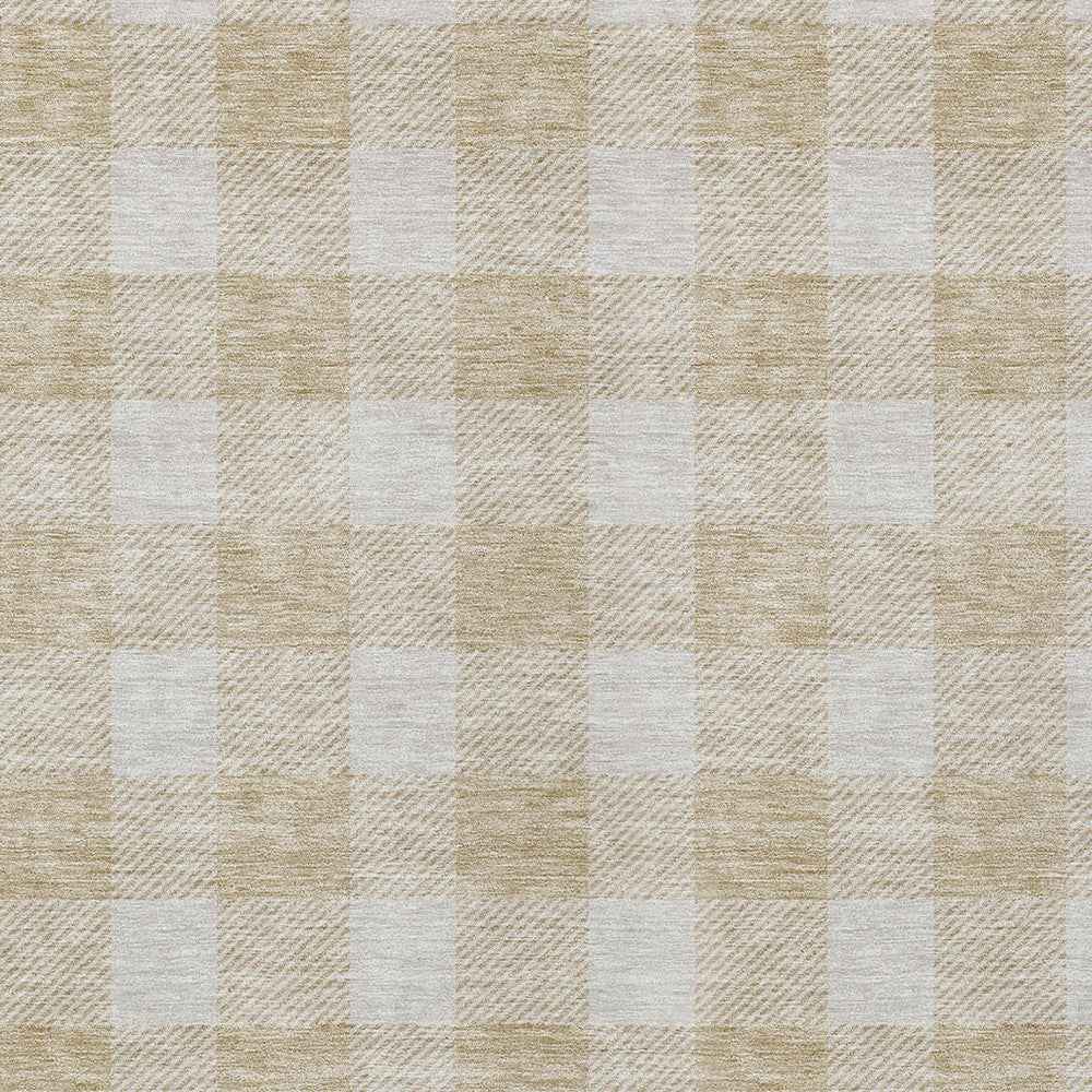 3' X 5' Beige And Gray Plaid Washable Indoor Outdoor Area Rug