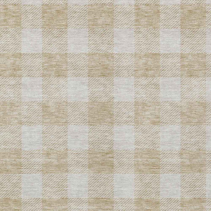 3' X 5' Beige And Gray Plaid Washable Indoor Outdoor Area Rug