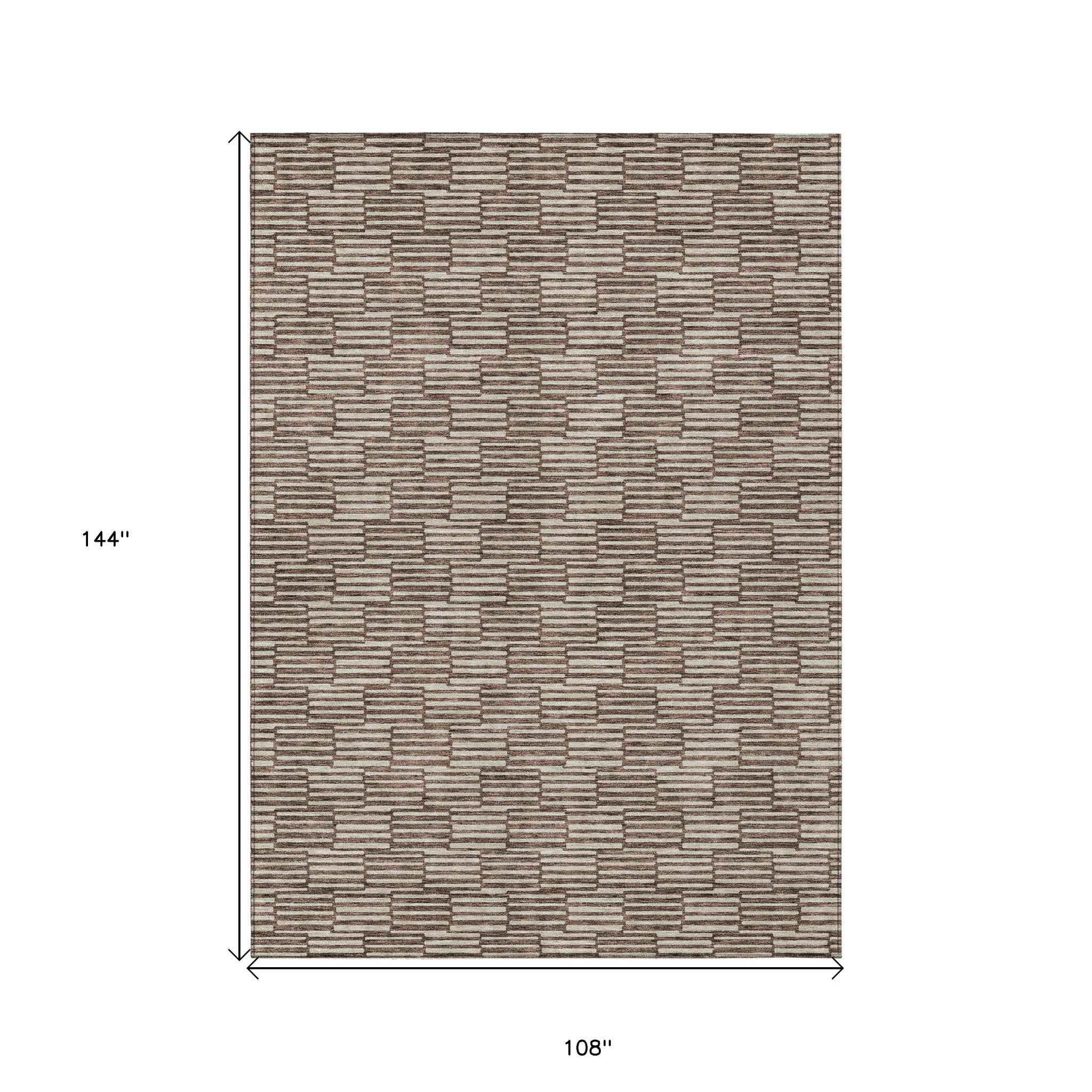 9' X 12' Brown And Beige Geometric Washable Indoor Outdoor Area Rug
