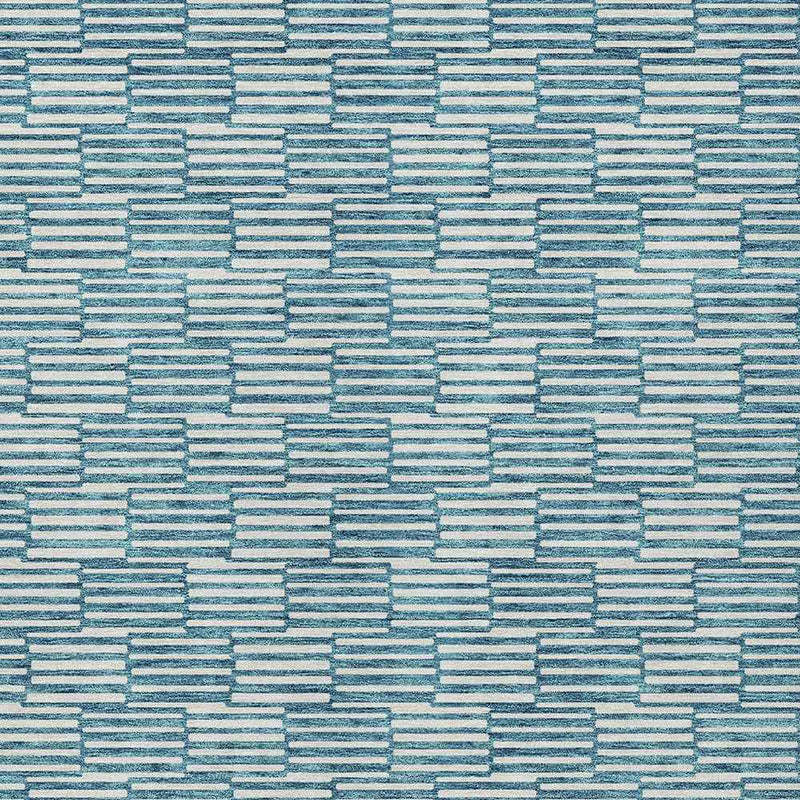 9' X 12' Teal Blue And Ivory Geometric Washable Indoor Outdoor Area Rug