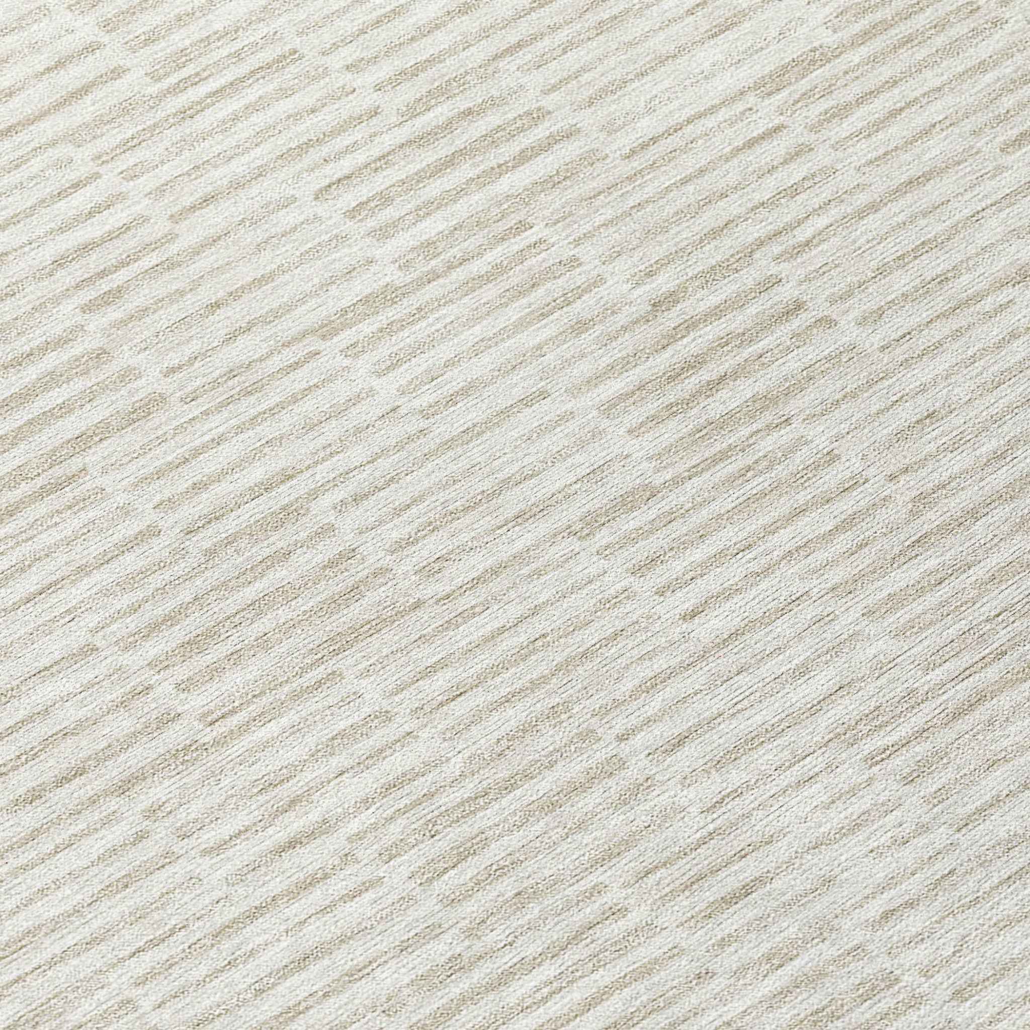 8' Ivory And Beige Round Geometric Washable Indoor Outdoor Area Rug