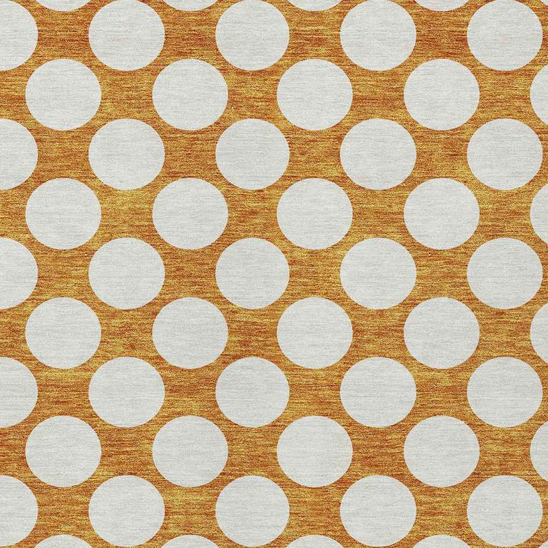 5' X 8' Orange And Ivory Polka Dot Washable Indoor Outdoor Area Rug