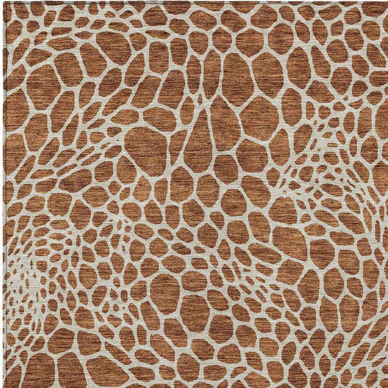 3' X 5' Brown And Beige Geometric Washable Indoor Outdoor Area Rug