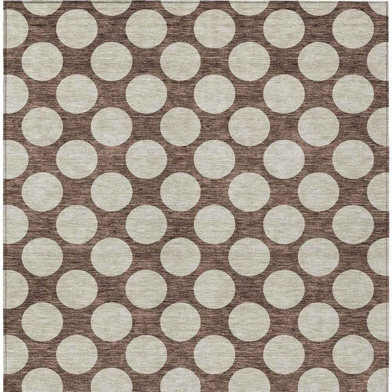 5' X 8' Brown And Beige Polka Dot Washable Indoor Outdoor Area Rug