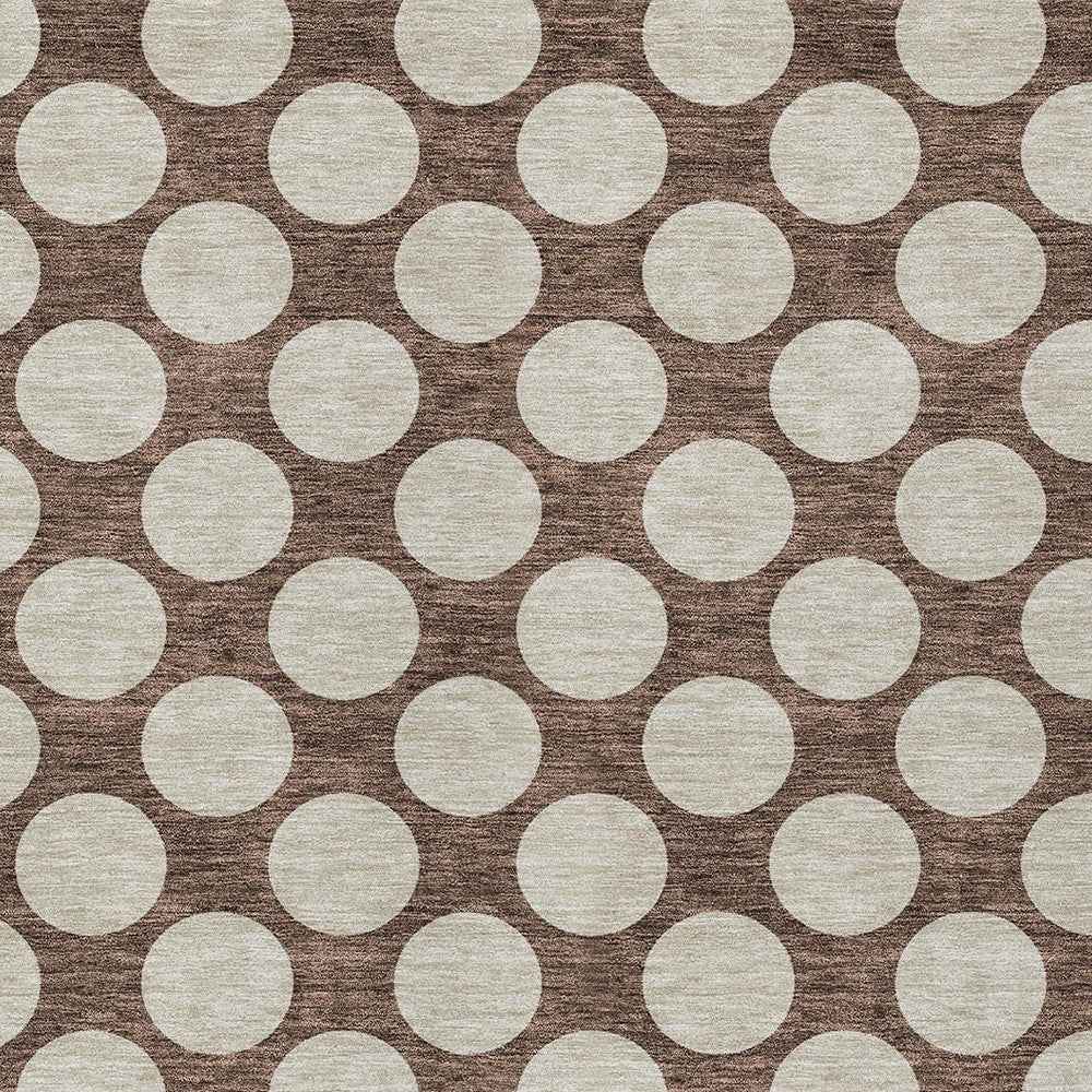 5' X 8' Brown And Beige Polka Dot Washable Indoor Outdoor Area Rug
