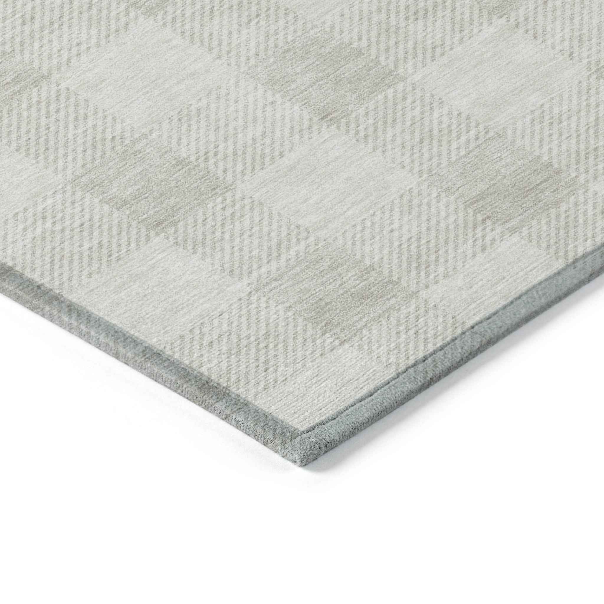 5' X 8' Ivory And Beige Plaid Washable Indoor Outdoor Area Rug