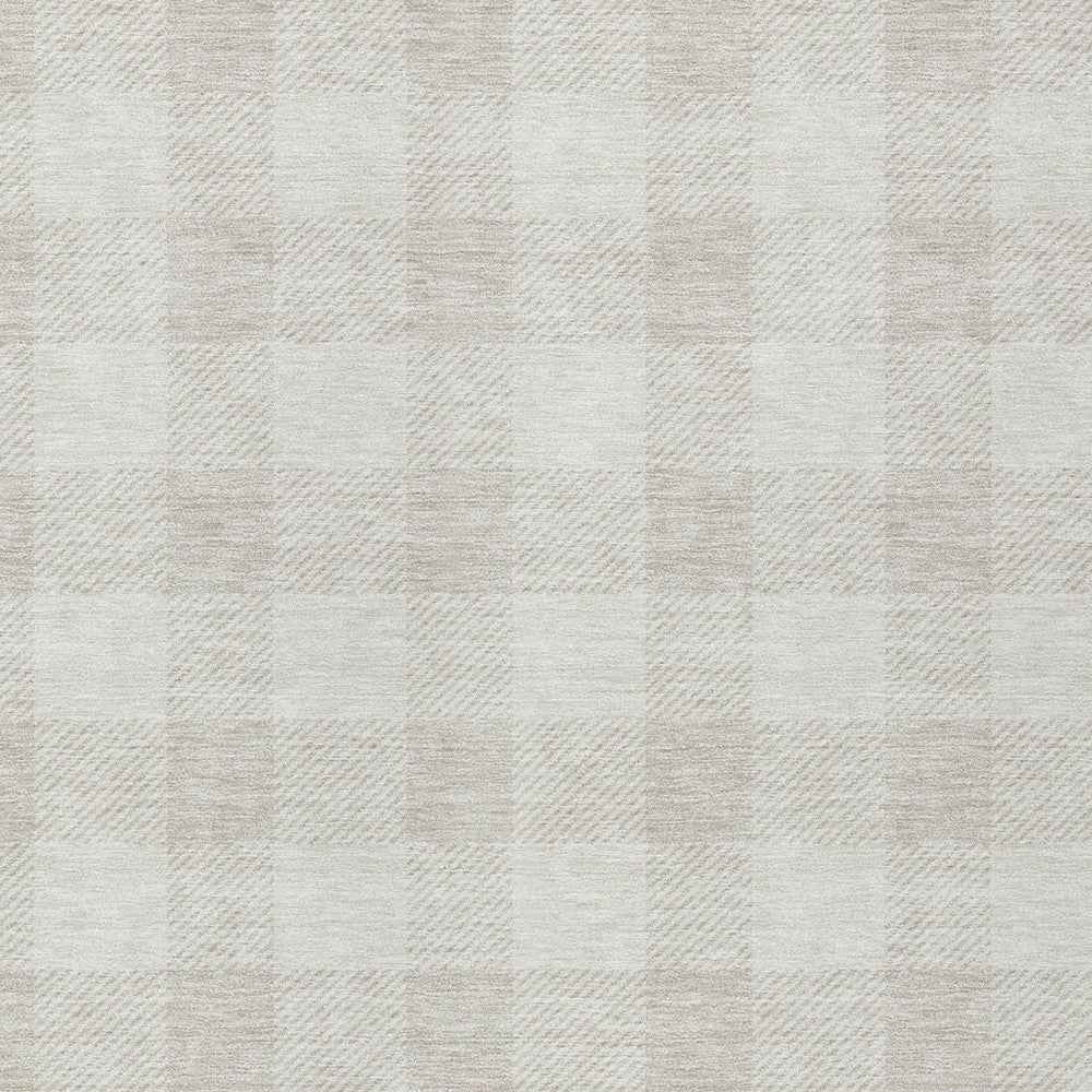 5' X 8' Ivory And Beige Plaid Washable Indoor Outdoor Area Rug