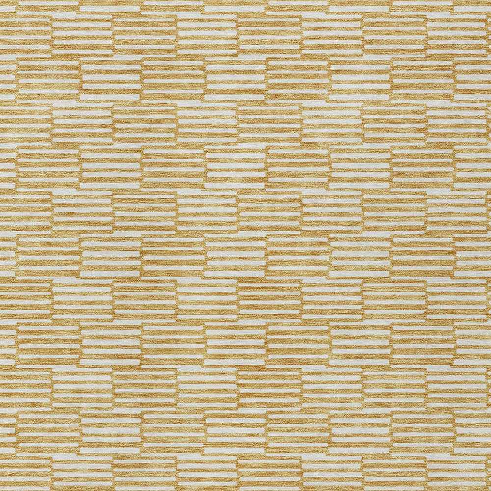 8' X 10' Gold And Beige Geometric Washable Indoor Outdoor Area Rug