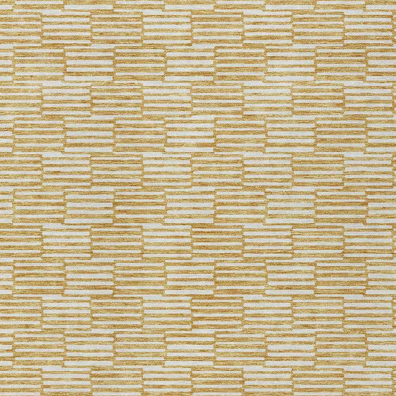 8' X 10' Gold And Beige Geometric Washable Indoor Outdoor Area Rug