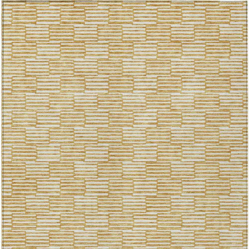 8' X 10' Gold And Beige Geometric Washable Indoor Outdoor Area Rug