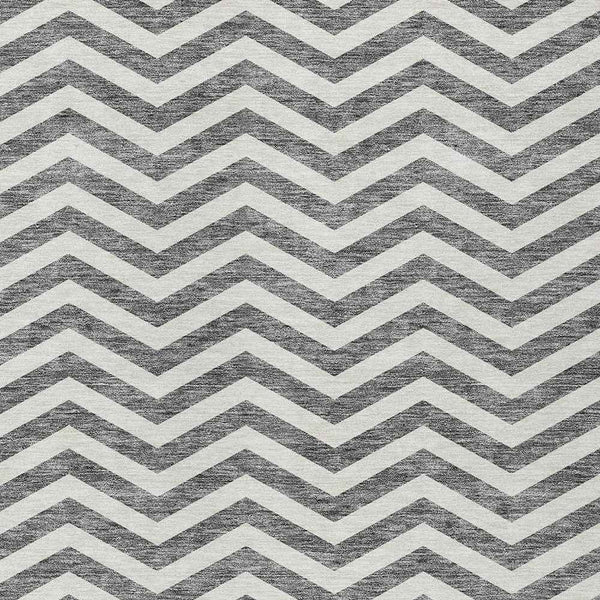 10' X 14' Gray And Ivory Chevron Washable Indoor Outdoor Area Rug