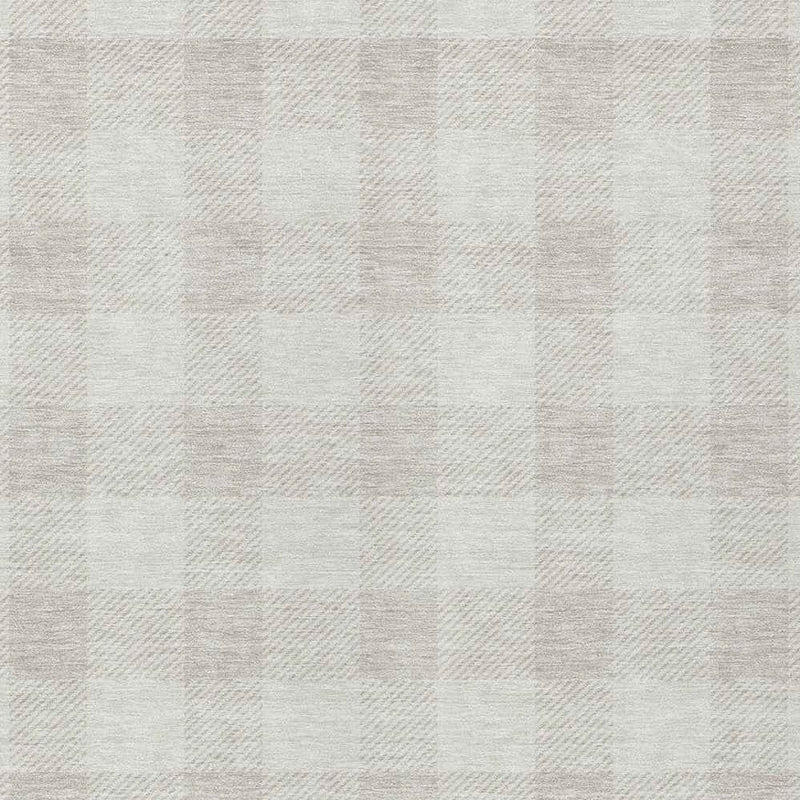 8' X 10' Ivory And Beige Plaid Washable Indoor Outdoor Area Rug