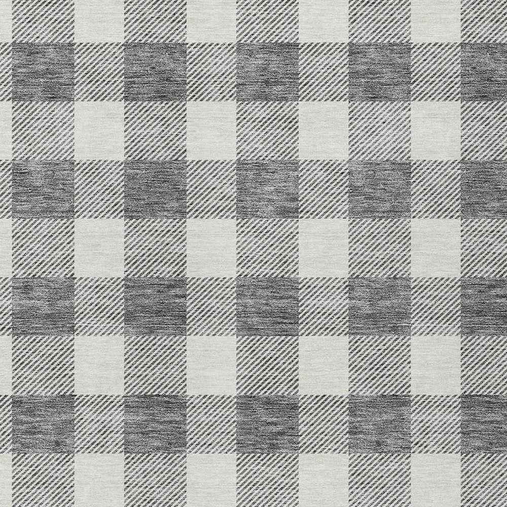 3' X 5' Gray And Charcoal Plaid Washable Indoor Outdoor Area Rug