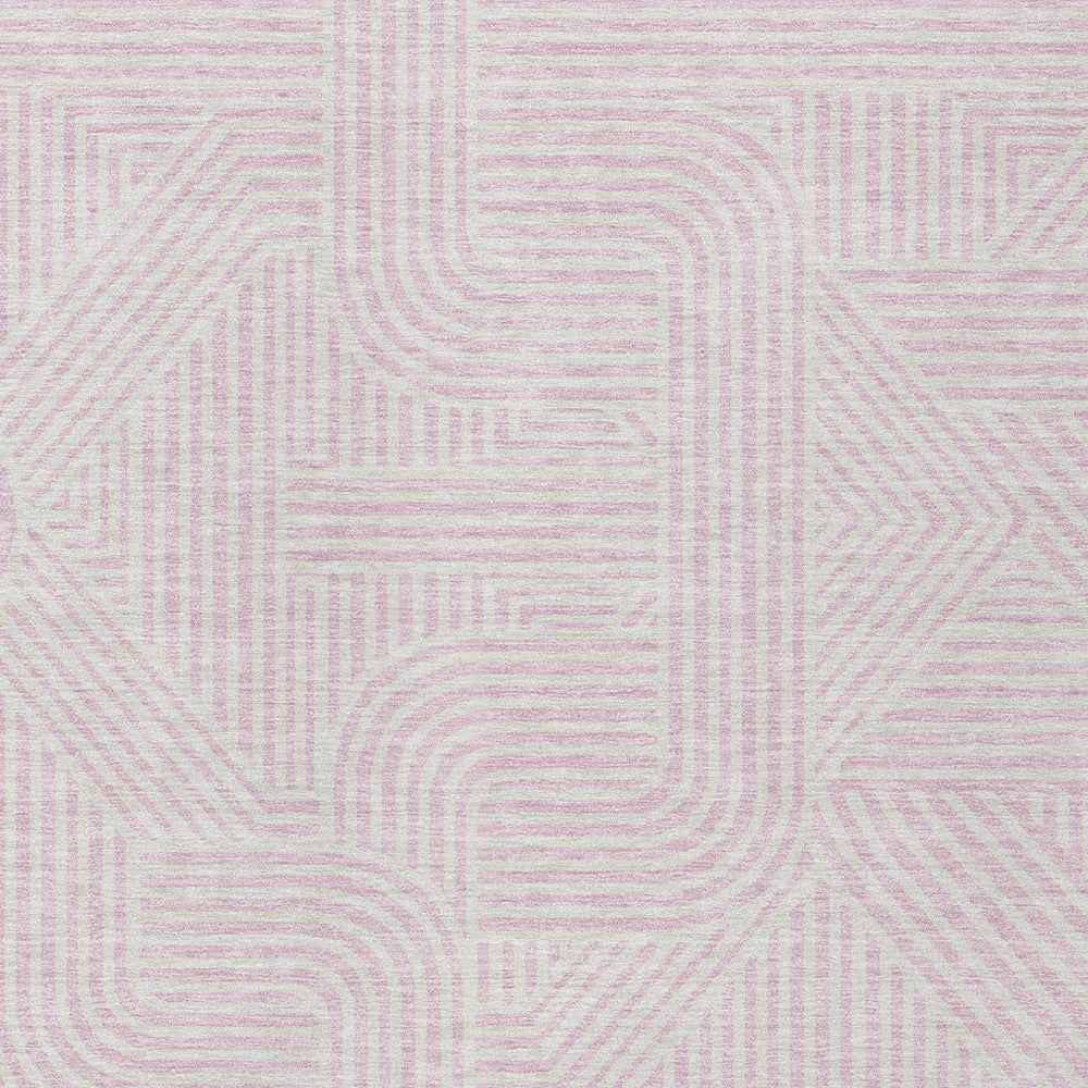 5' X 8' Pink And Ivory Abstract Washable Indoor Outdoor Area Rug