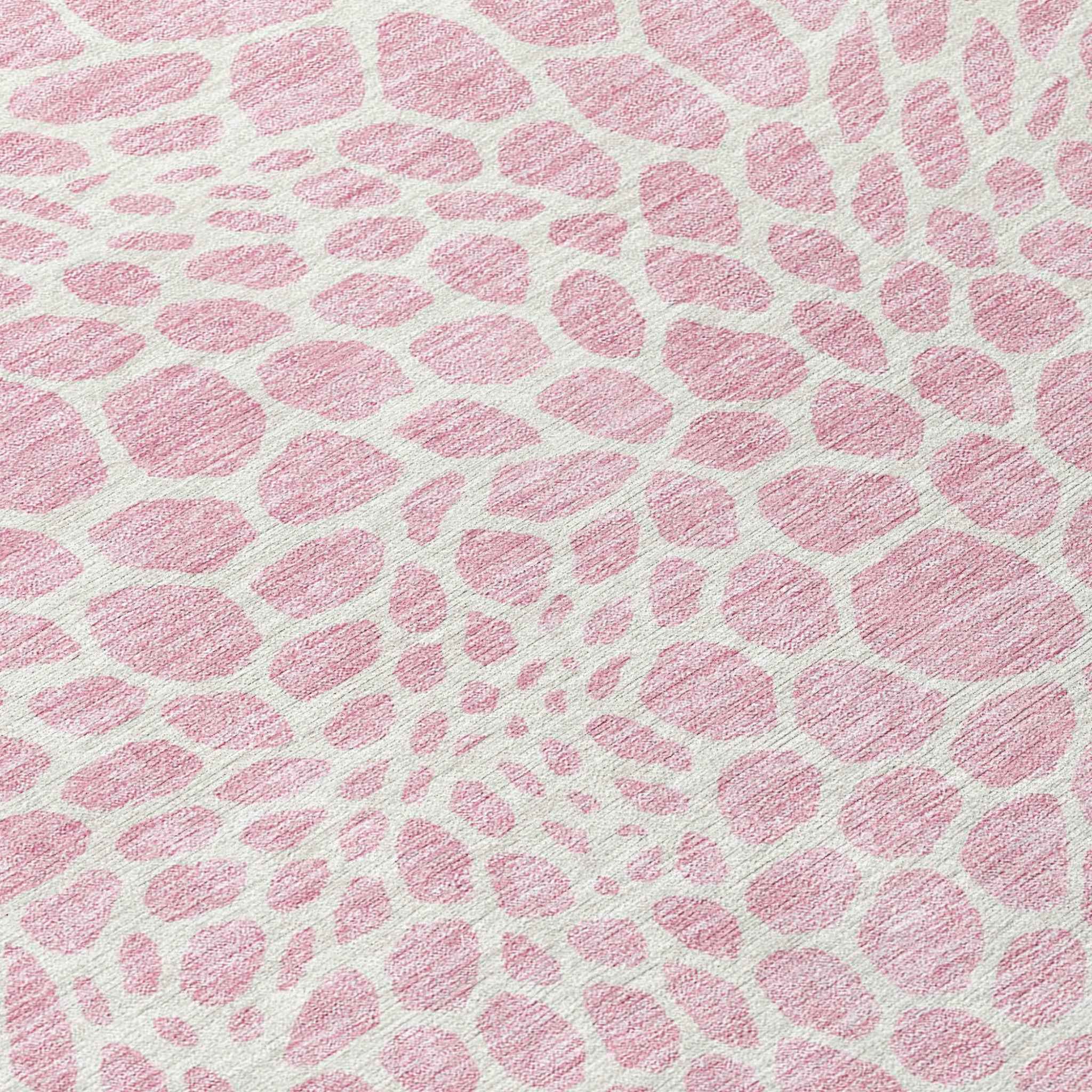 5' X 8' Pink And Ivory Geometric Washable Indoor Outdoor Area Rug