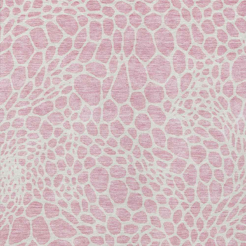 5' X 8' Pink And Ivory Geometric Washable Indoor Outdoor Area Rug