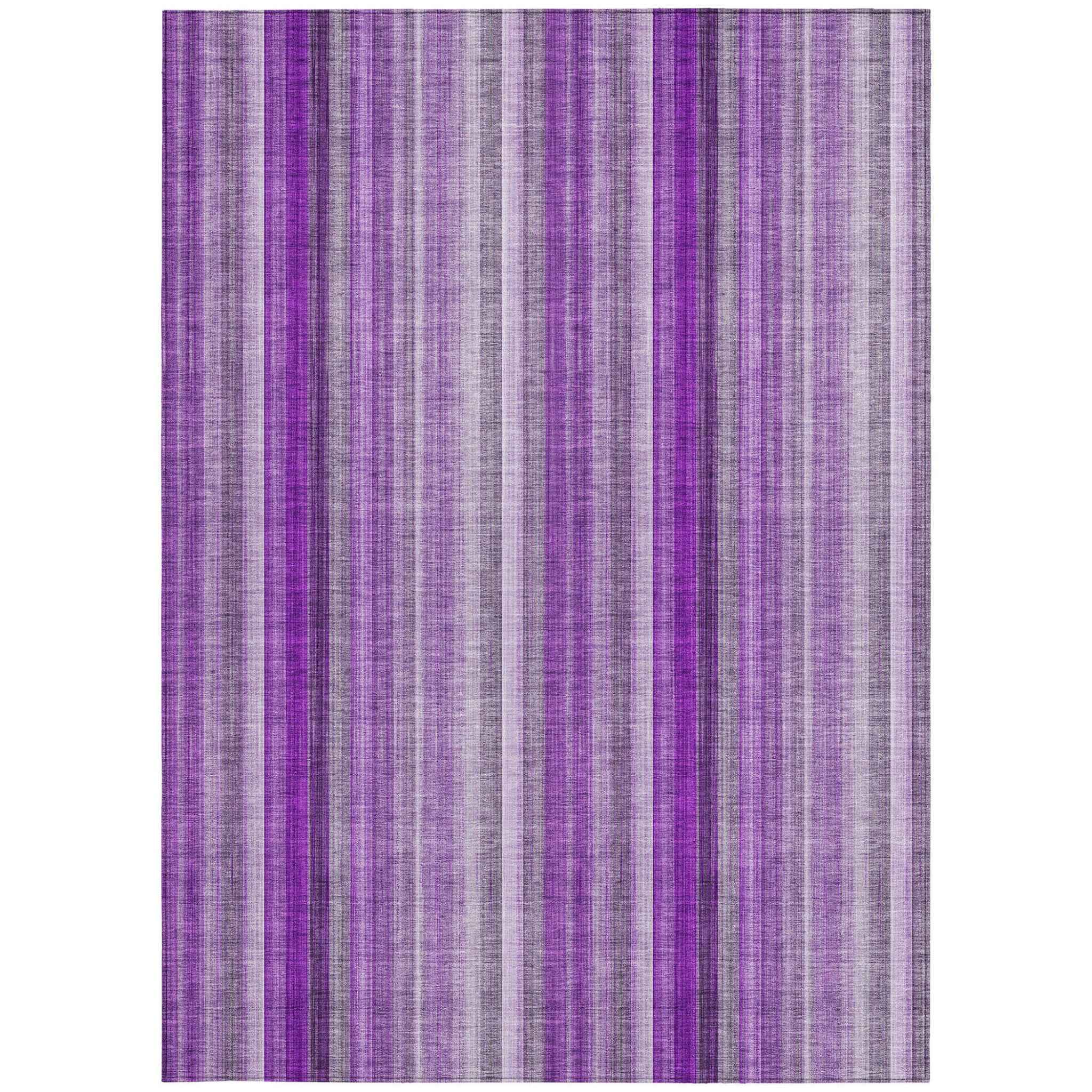 10' X 14' Purple Striped Washable Indoor Outdoor Area Rug