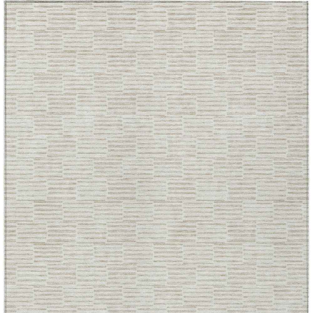 3' X 5' Ivory And Beige Geometric Washable Indoor Outdoor Area Rug