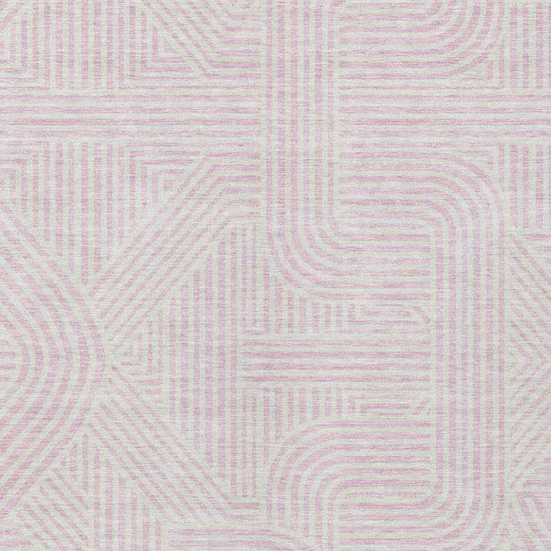 8' X 10' Pink And Ivory Abstract Washable Indoor Outdoor Area Rug