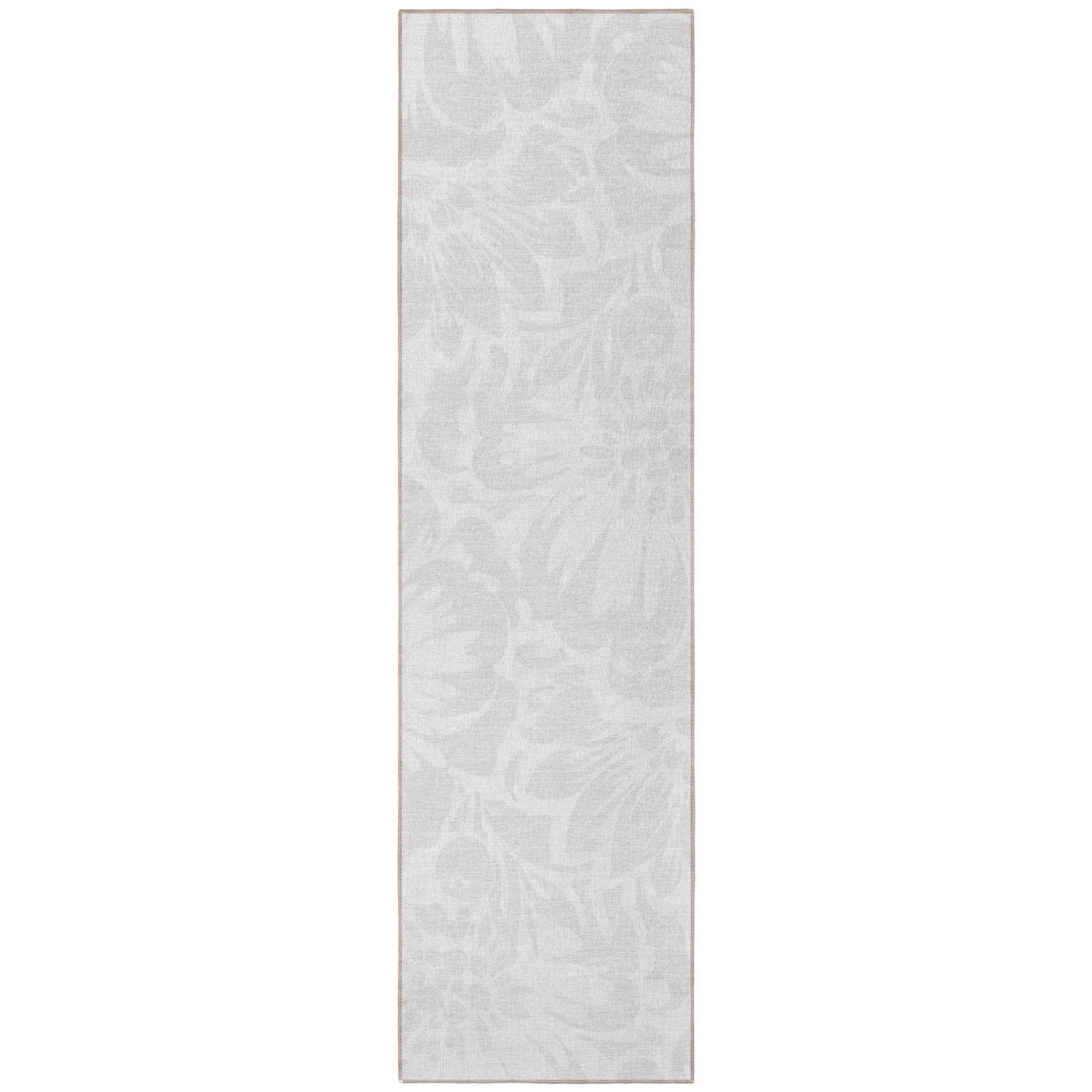 8' Runner Ivory Floral Washable Non Skid Indoor Outdoor Runner Rug