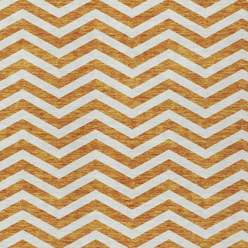 10' X 14' Orange And Beige Chevron Washable Indoor Outdoor Area Rug