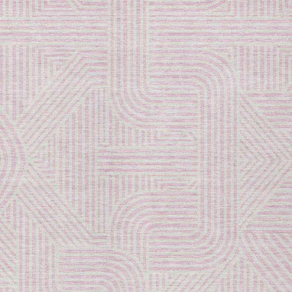 3' X 5' Pink And Ivory Abstract Washable Indoor Outdoor Area Rug