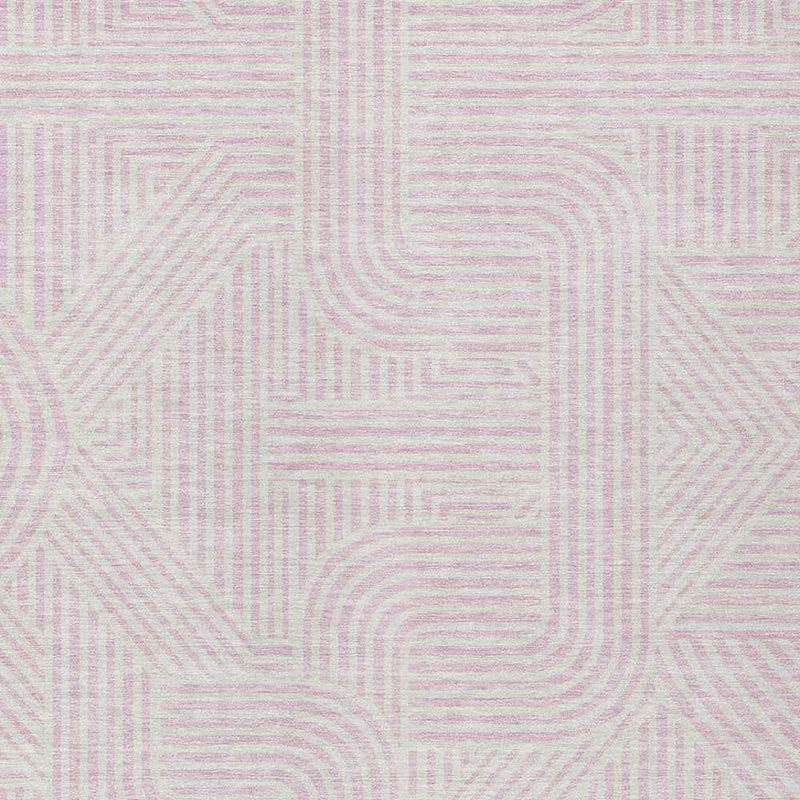 3' X 5' Pink And Ivory Abstract Washable Indoor Outdoor Area Rug