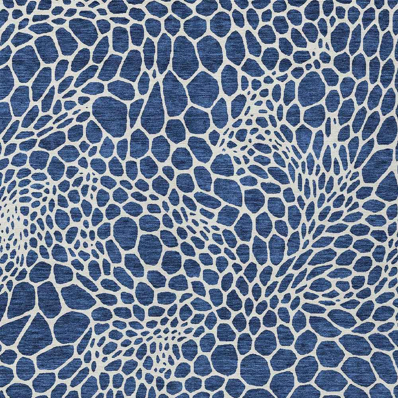 3' X 5' Navy Blue And Ivory Geometric Washable Indoor Outdoor Area Rug