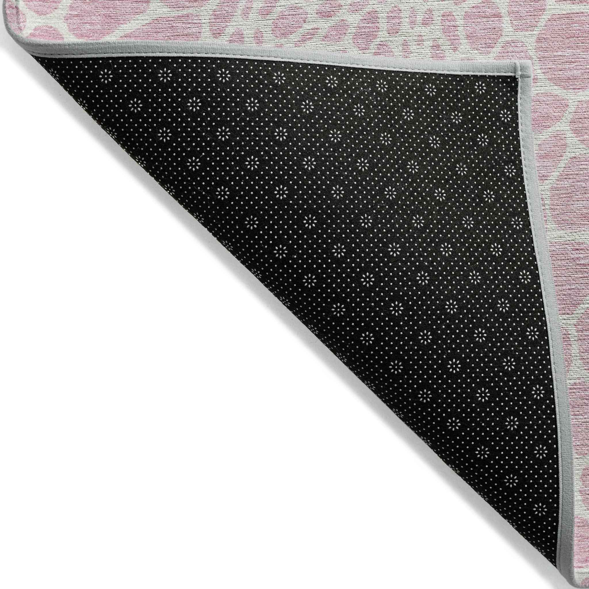 8' X 10' Pink And Ivory Geometric Washable Indoor Outdoor Area Rug