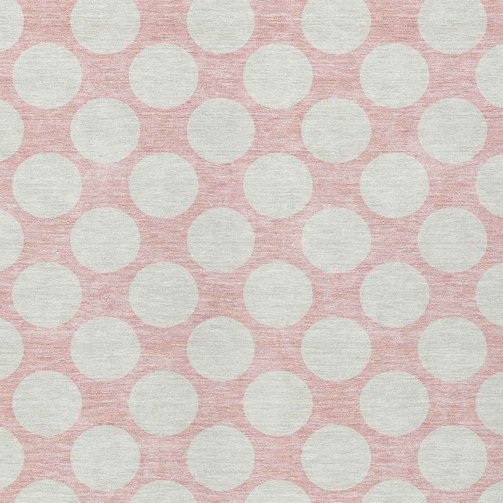 8' X 10' Pink And Gray Polka Dot Washable Indoor Outdoor Area Rug
