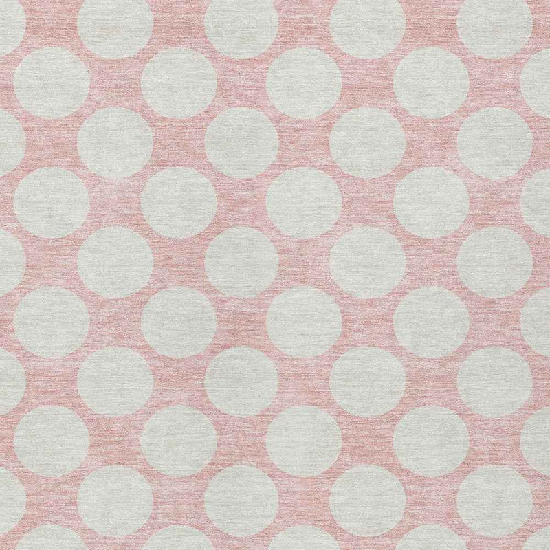 8' X 10' Pink And Gray Polka Dot Washable Indoor Outdoor Area Rug