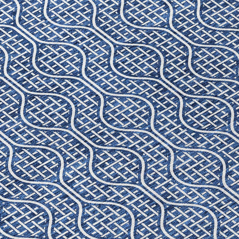 8' X 10' Navy Blue And Ivory Geometric Washable Indoor Outdoor Area Rug