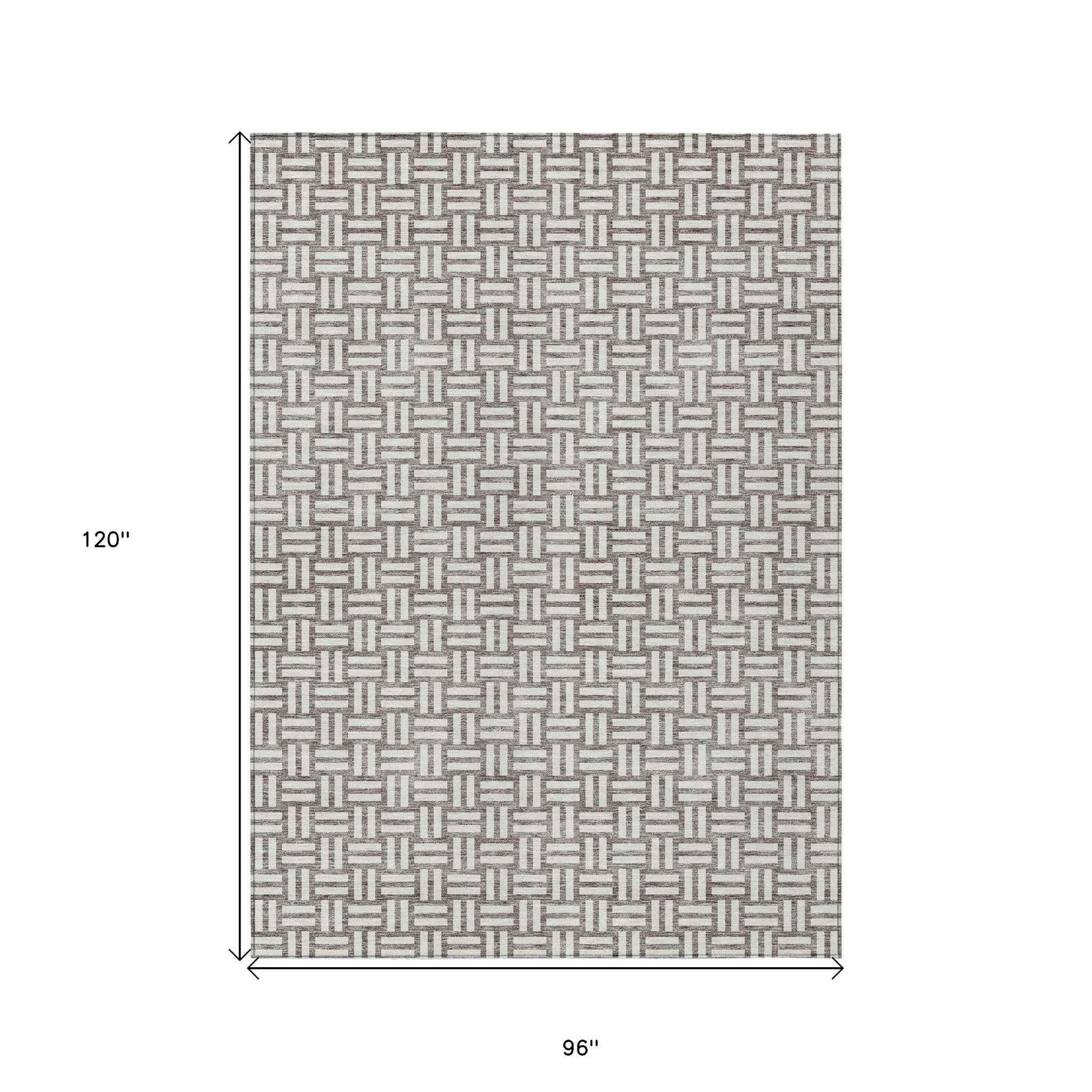 8' X 10' Taupe And Gray Geometric Washable Indoor Outdoor Area Rug
