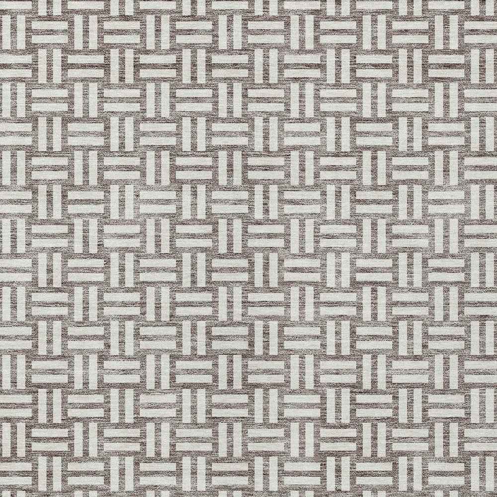 8' X 10' Taupe And Gray Geometric Washable Indoor Outdoor Area Rug