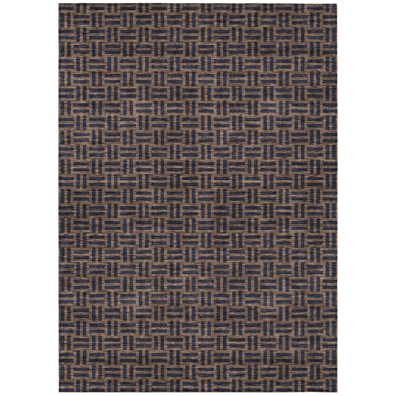 3' X 5' Chocolate And Black Geometric Washable Indoor Outdoor Area Rug