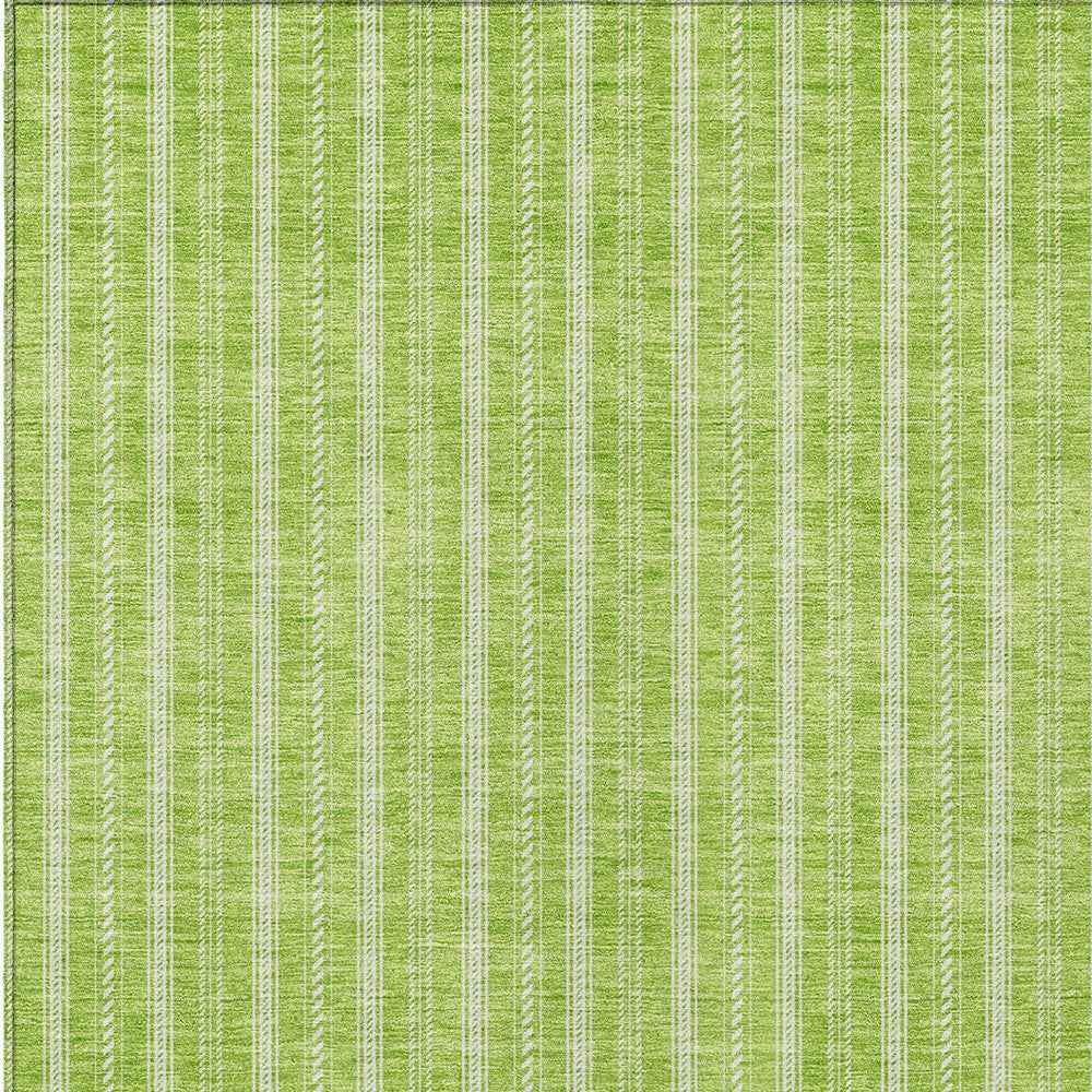 5' X 8' Lime Green And Ivory Striped Washable Indoor Outdoor Area Rug