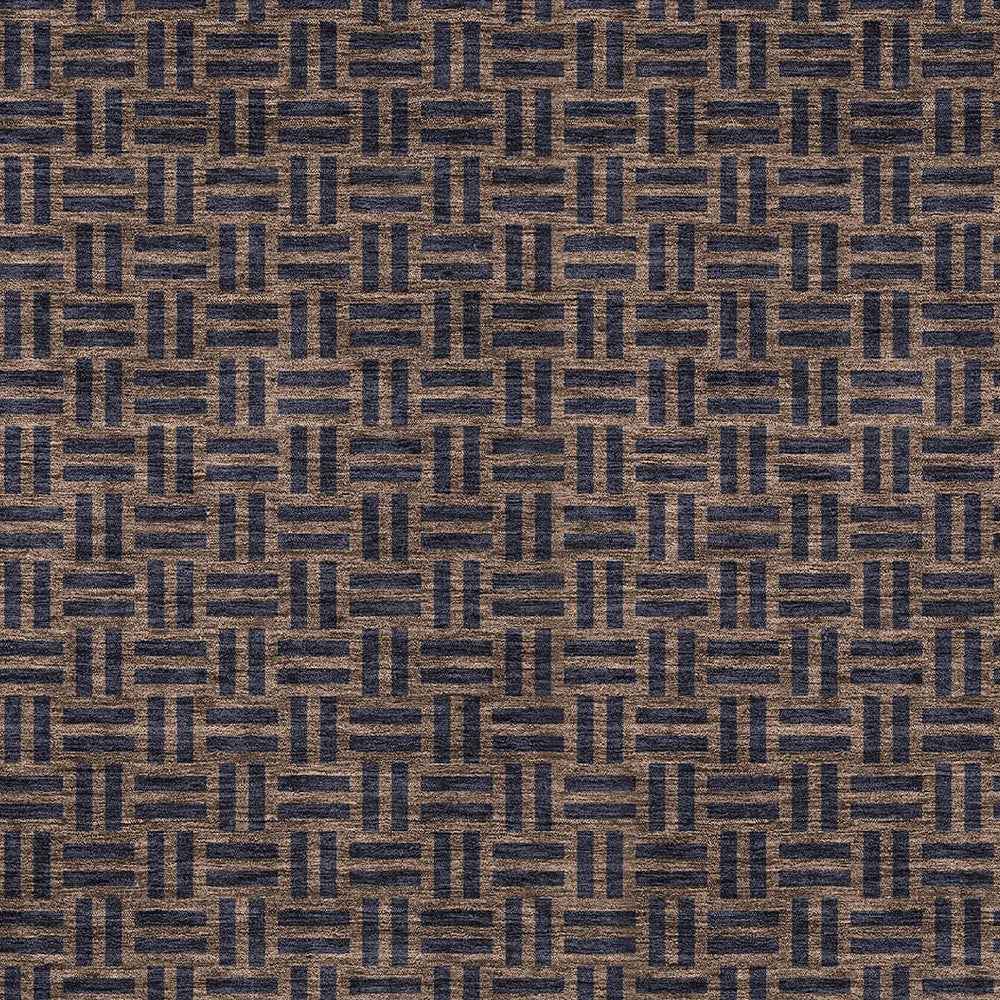 8' X 10' Chocolate And Black Geometric Washable Indoor Outdoor Area Rug