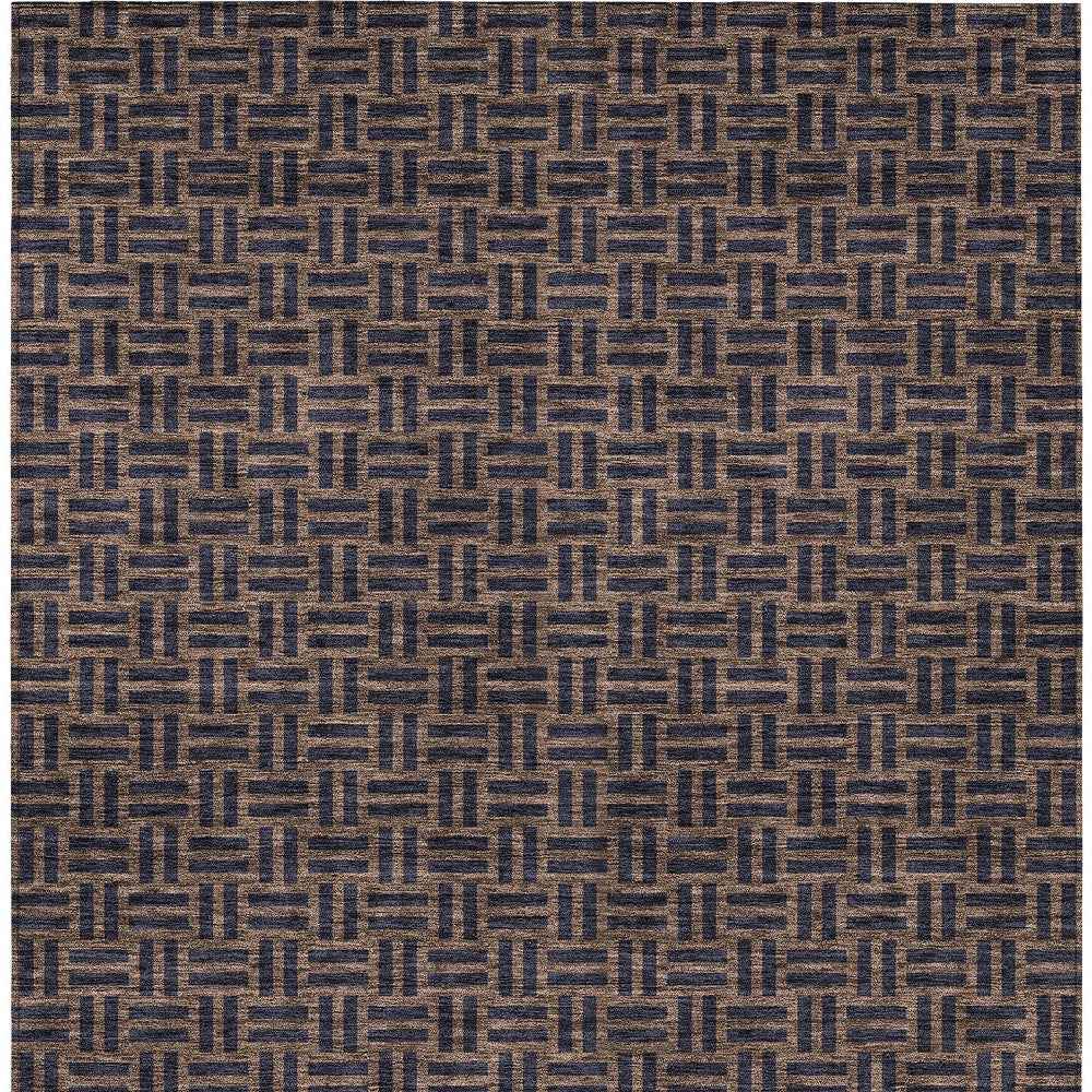 8' X 10' Chocolate And Black Geometric Washable Indoor Outdoor Area Rug