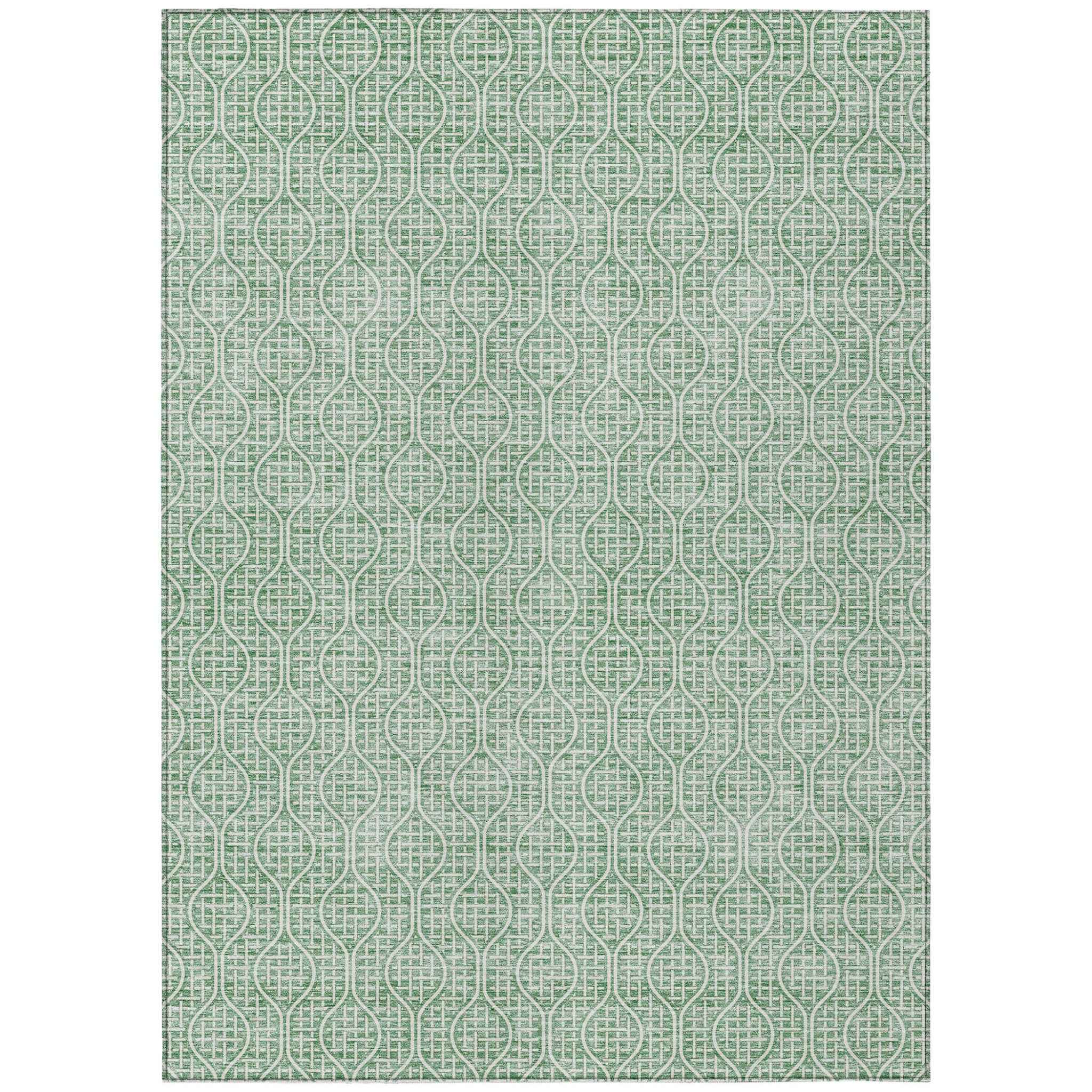 8' X 10' Sage And Gray Geometric Washable Indoor Outdoor Area Rug