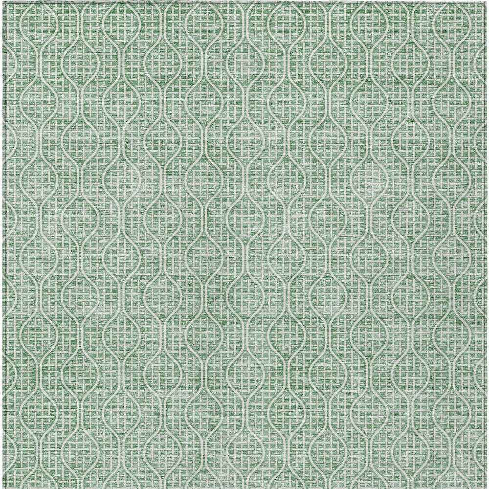 8' X 10' Sage And Gray Geometric Washable Indoor Outdoor Area Rug