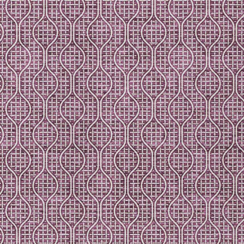 5' X 8' Eggplant And Ivory Geometric Washable Indoor Outdoor Area Rug