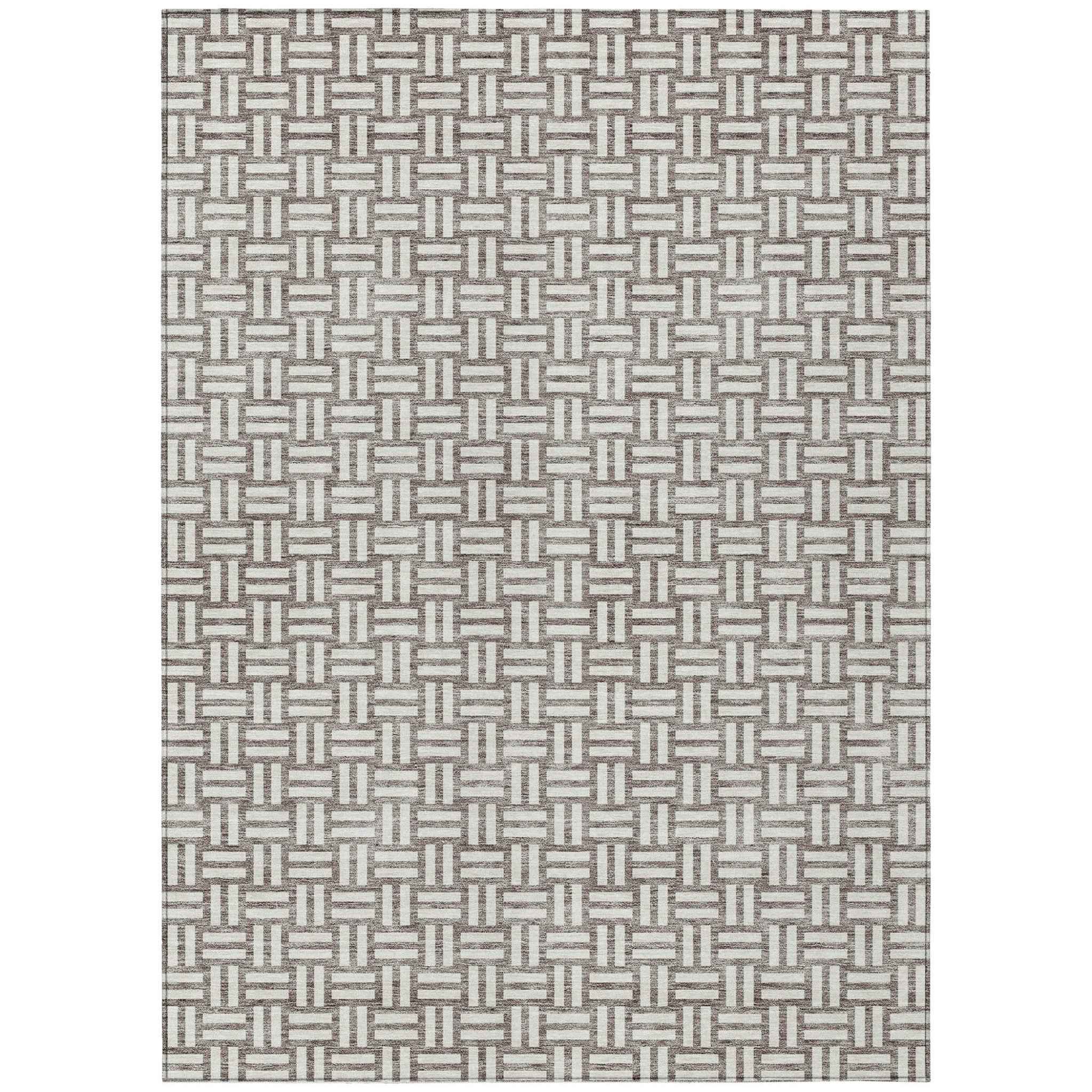 3' X 5' Taupe And Gray Geometric Washable Indoor Outdoor Area Rug
