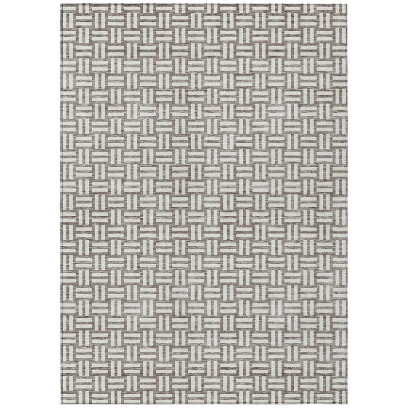 3' X 5' Taupe And Gray Geometric Washable Indoor Outdoor Area Rug
