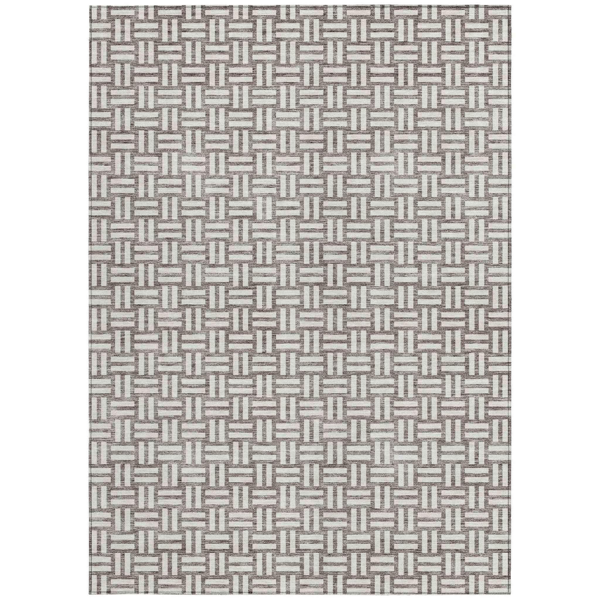 3' X 5' Taupe And Gray Geometric Washable Indoor Outdoor Area Rug