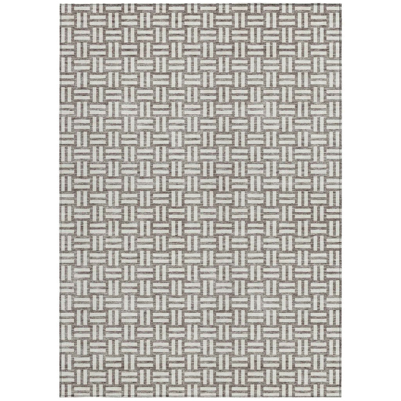 3' X 5' Taupe And Gray Geometric Washable Indoor Outdoor Area Rug